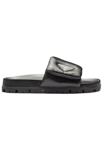 Prada Soft Padded 20mm Slide Sandal Black Nappa Leather