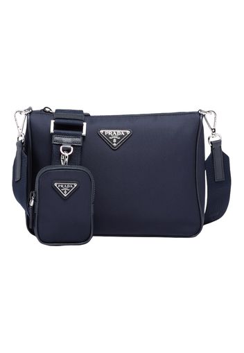 Prada Re-Nylon and Saffiano Leather (Removable Pouch) Shoulder Bag Navy