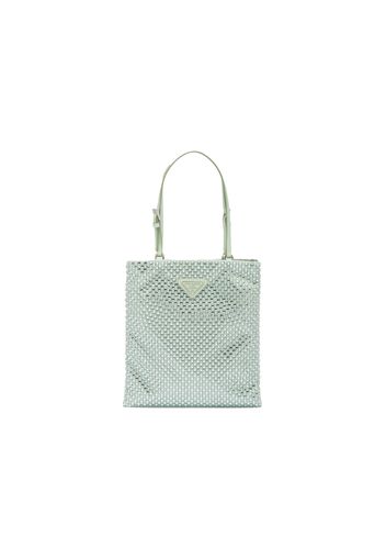 Prada Embellished Satin Handbag Aqua