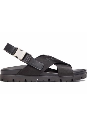 Prada Crisscross Straps Buckle-Fastening Sandal Black