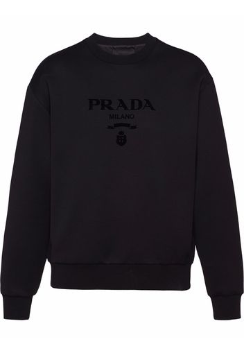 Prada Chenille Logo Crewneck Sweatshirt Black