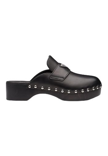 Prada 45mm Studded Clogs Black Leather