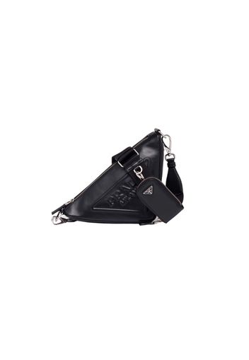 Prada Triangle Leather Shoulder Bag Black