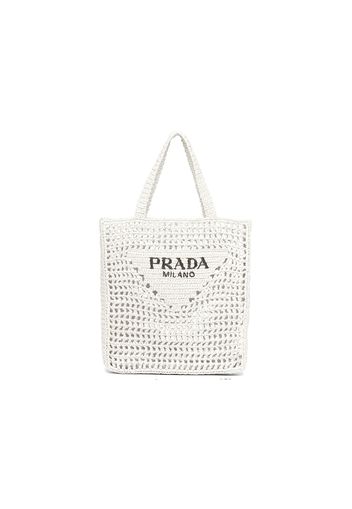 Prada Raffia Tote Bag White