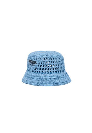 Prada Raffia Bucket Hat Light Blue