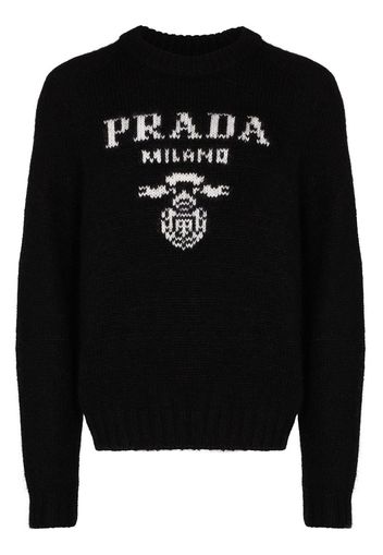 Prada Logo Wool and Cashmere Crewneck Sweater Black