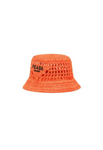 Prada Raffia Bucket Hat Orange