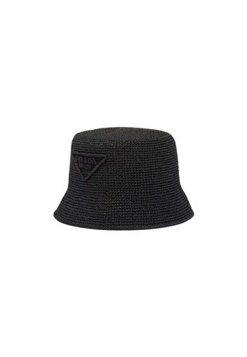 Prada Raffia Bucket Hat Black