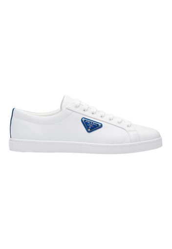 Prada Brushed Sneakers Leather White White Cobalt Blue