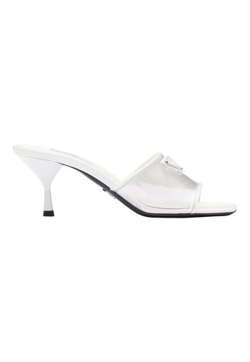 Prada Plexiglas 65mm Mule Sandals White Patent Leather