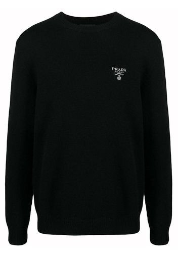 Prada Cashmere Logo Knitwear Black/White