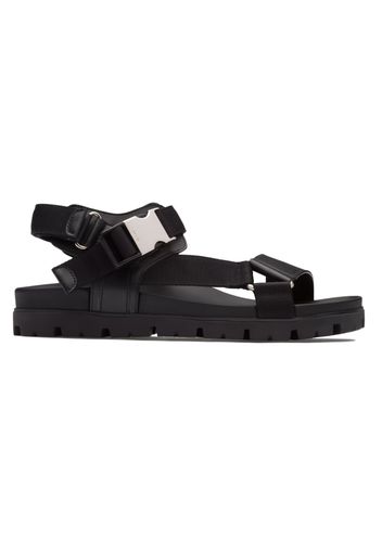 Prada Leather And Technical Fabric Sandal Black