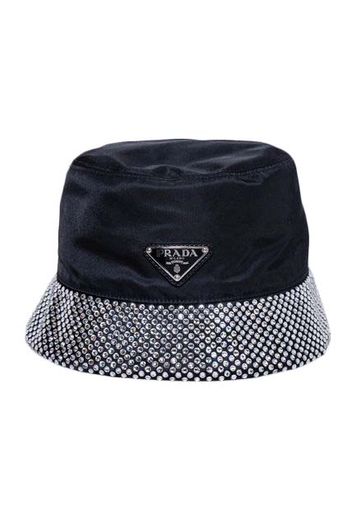 Prada Logo Plaque Embellished Bucket Hat Black