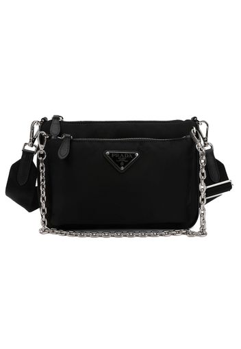 Prada Nylon Chain Link Shoulder Bag Black