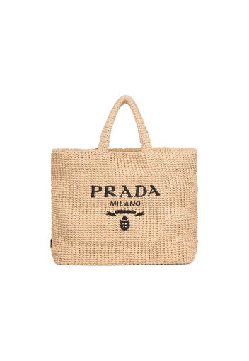 Prada Raffia Tote Bag Brown