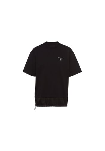 Prada Cotton Nylon Detail Boxy Cut T-shirt Black/White