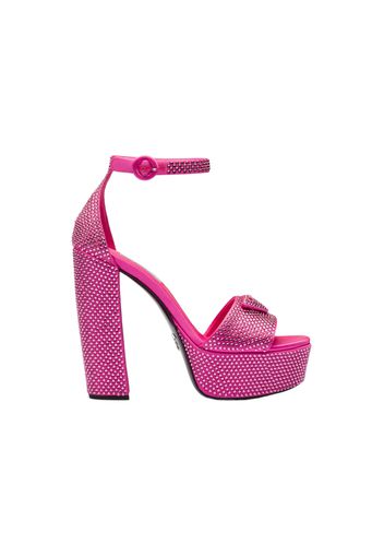 Prada 135mm Crystal Platform Sandals Begonia Pink Satin