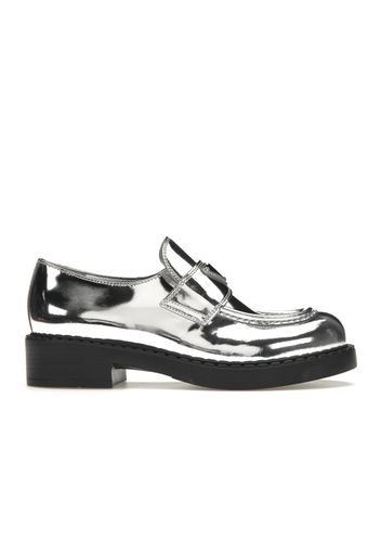 Prada Metallic 50mm Loafers Silver Leather