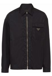 Prada Zip Up Long Sleeved Nylon Shirt Black