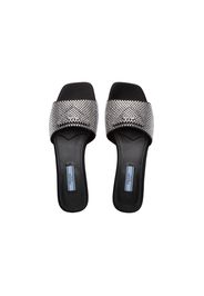 Prada 10mm Crystal Slides Black Satin