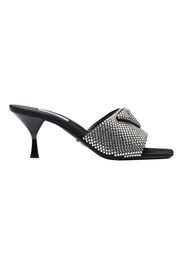 Prada 65mm Crystal Heeled Sandals Black Satin