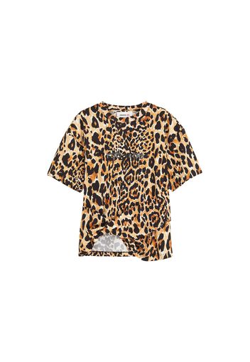 Rabanne H&M Leopard-Print Twist-Detail T-Shirt Leopard-Print