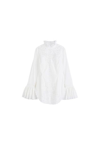 Rabanne H&M Eyelet Embroidered Poplin Shirt White