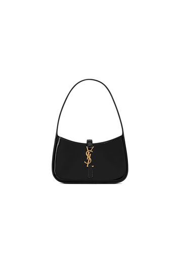 Saint Laurent Le 5 A 7 Mini Hobo Bag In Shiny Leather Black