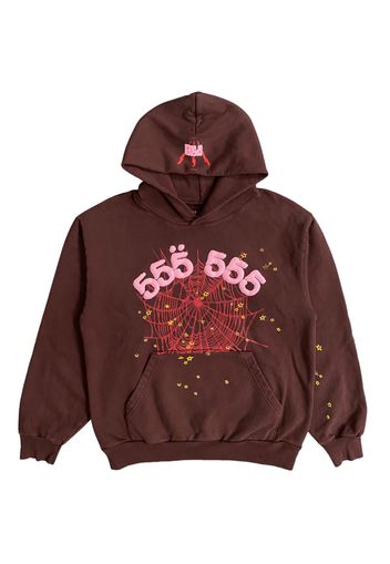 Sp5der Angel Number Hoodie Brown