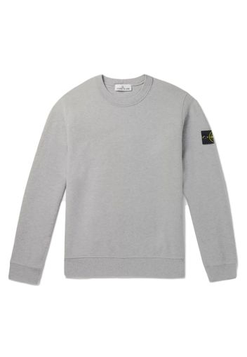 Stone Island Logo Appliquéd Mélange Cotton Jersey Sweatshirt Grey