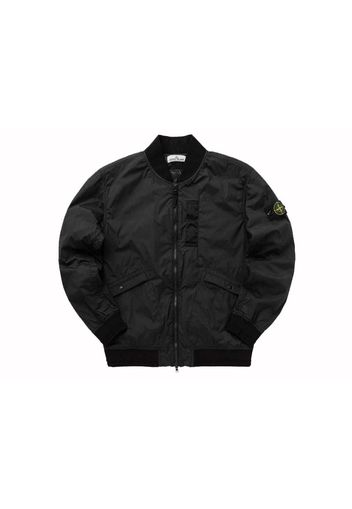 Stone Island Logo Patch Zip-Up Jacket Black