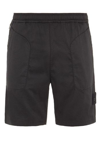 Stone Island L13F2 Stretch Cotton Lyocell Satin Ghost Piece Garment Dyed Shorts Black