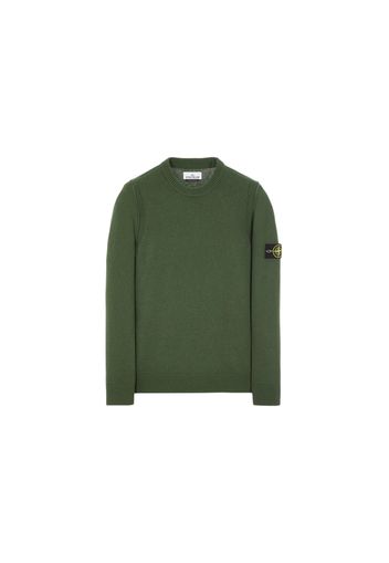 Stone Island 508A3 Stockinette Stitch Lambswool Knitted Sweater Olive Green