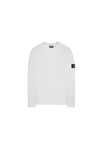 Stone Island 63020 Brushed Cotton Fleece Crewneck Sweater White