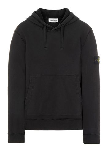 Stone Island 64120 Brushed Cotton Fleece Hooded Sweatshirt Black