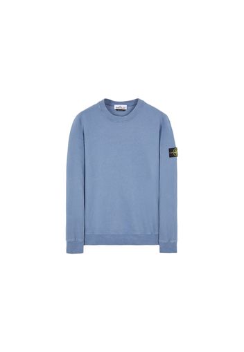 Stone Island 63020 Brushed Cotton Fleece Crewneck Sweater Avio Blue