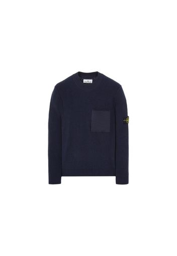 Stone Island 523D2 Soft Cotton With Mix Fabric Knit Sweater Blue