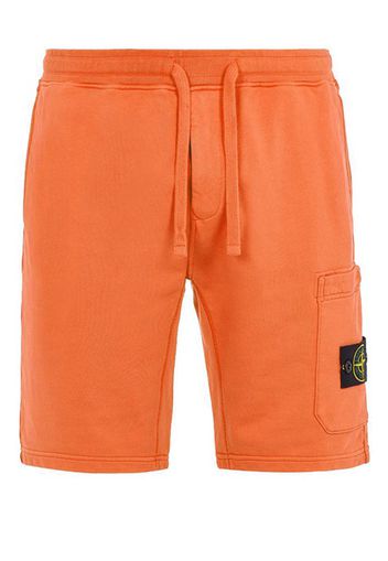 Stone Island 64651 Cotton Fleece Garment Dyed Shorts Orange