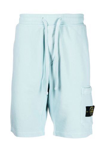 Stone Island 64651 Cotton Fleece Garment Dyed Shorts Light Blue