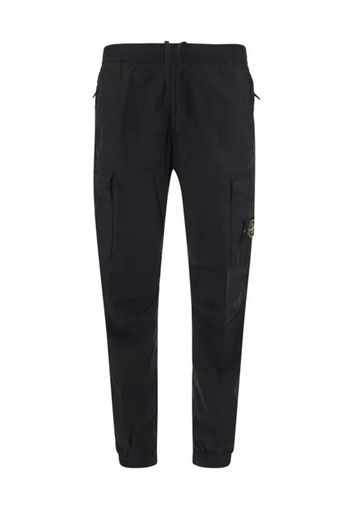 Stone Island 31303 Stretch Cotton Tela 'Paracadute' Garment Dyed Cargo Pants Black