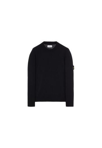 Stone Island 508A3 Stockinette Stitch Lambswool Knitted Sweater Black