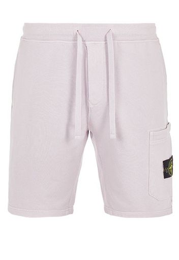 Stone Island 64651 Cotton Fleece Garment Dyed Shorts White