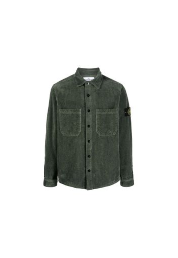 Stone Island Logo Patch Canvas Overshirt Sage