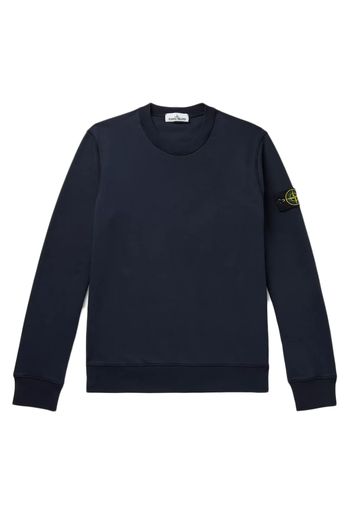 Stone Island Logo Appliquéd Mélange Cotton Jersey Sweatshirt Navy