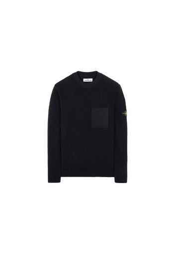 Stone Island 523D2 Soft Cotton With Mix Fabric Knit Sweater Black