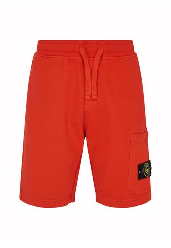 Stone Island Fleece Logo Shorts Orange Red