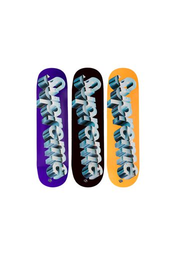 Supreme Chrome Logo Skateboard Deck Black/Orange/Purple Set