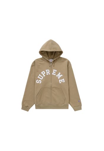 Supreme Champion Zip Up Hooded Sweatshirt Tan