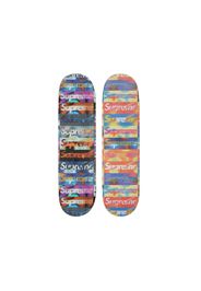 Supreme Distorted Logo Skateboard Deck Black/Yellow Set