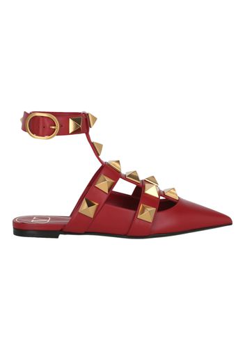 Valentino Roman Stud Ballerina Flats Red (Women's)